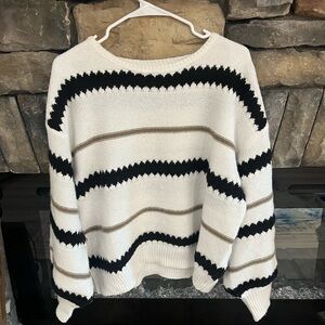 SHEIN Black, White, and Brown Striped Sweater